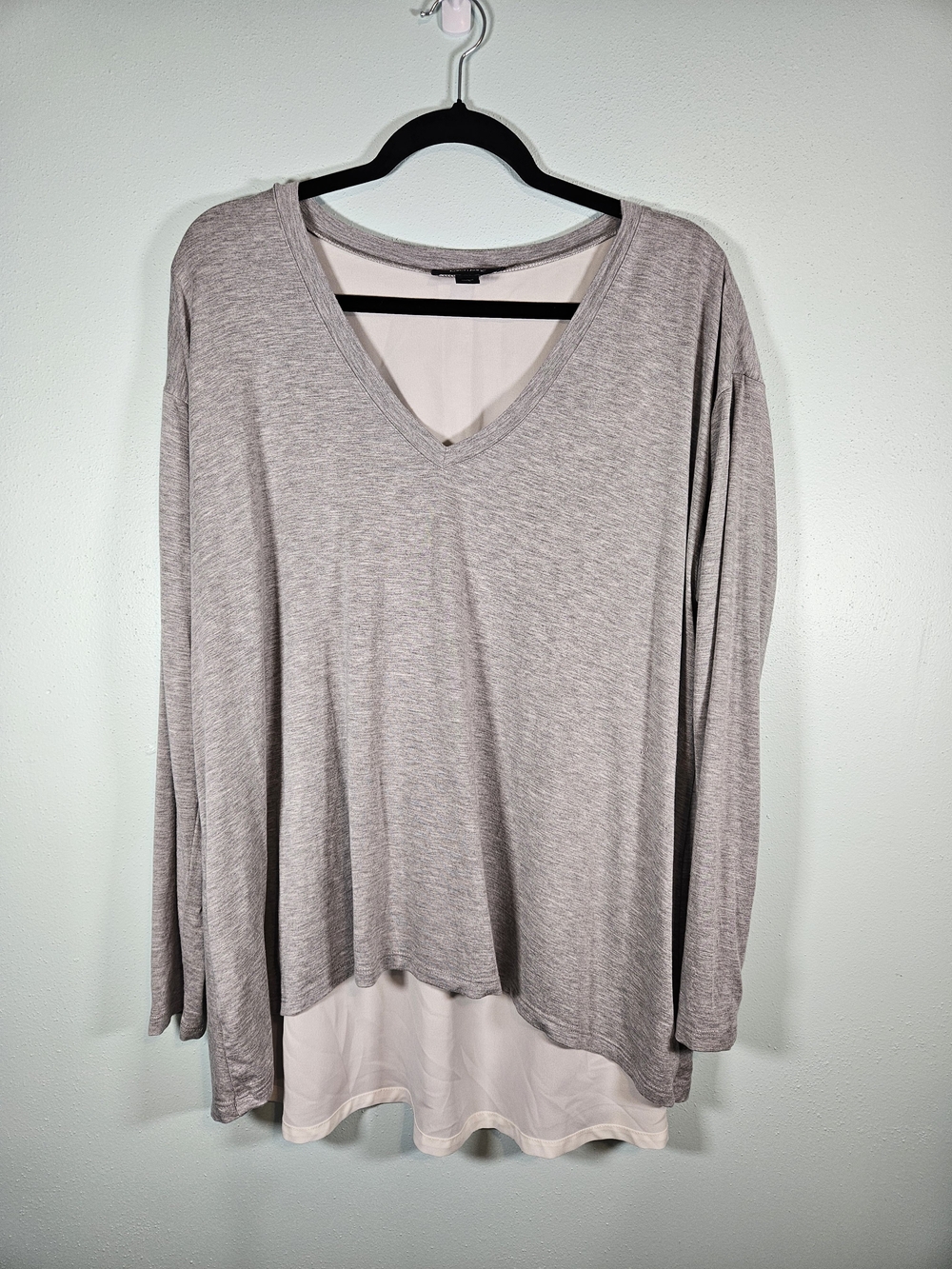 Karen Kane Heather Gray V-Neck Layered Long Sleeve Top